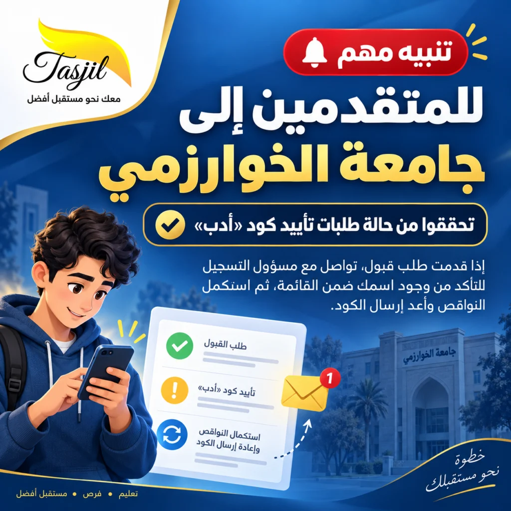 تنبيه مهم للمتقدمين إلى جامعة الخوارزمي بشأن تأييد كود «أدب» و عدم الممانعة الدراسية